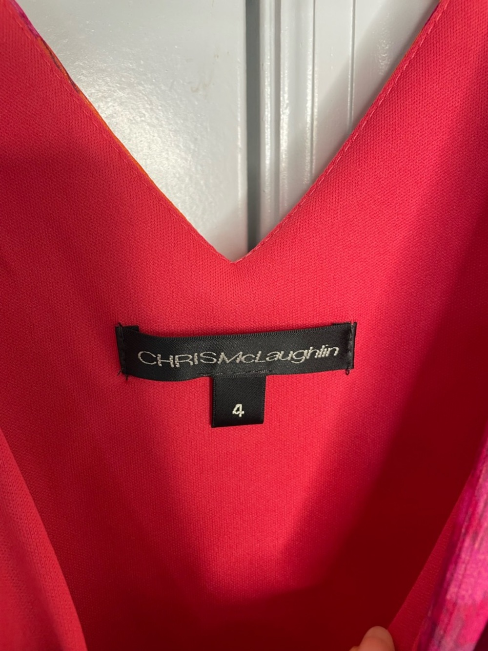 Chris McLaughlin Pink Orange Ombre Fit & Flare Dress Size 4 Sleeveless V Neck - Picture 7 of 8